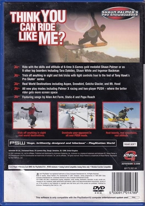 Shaun Palmers Pro Snowboarder - PS2 (B Grade) (Genbrug)